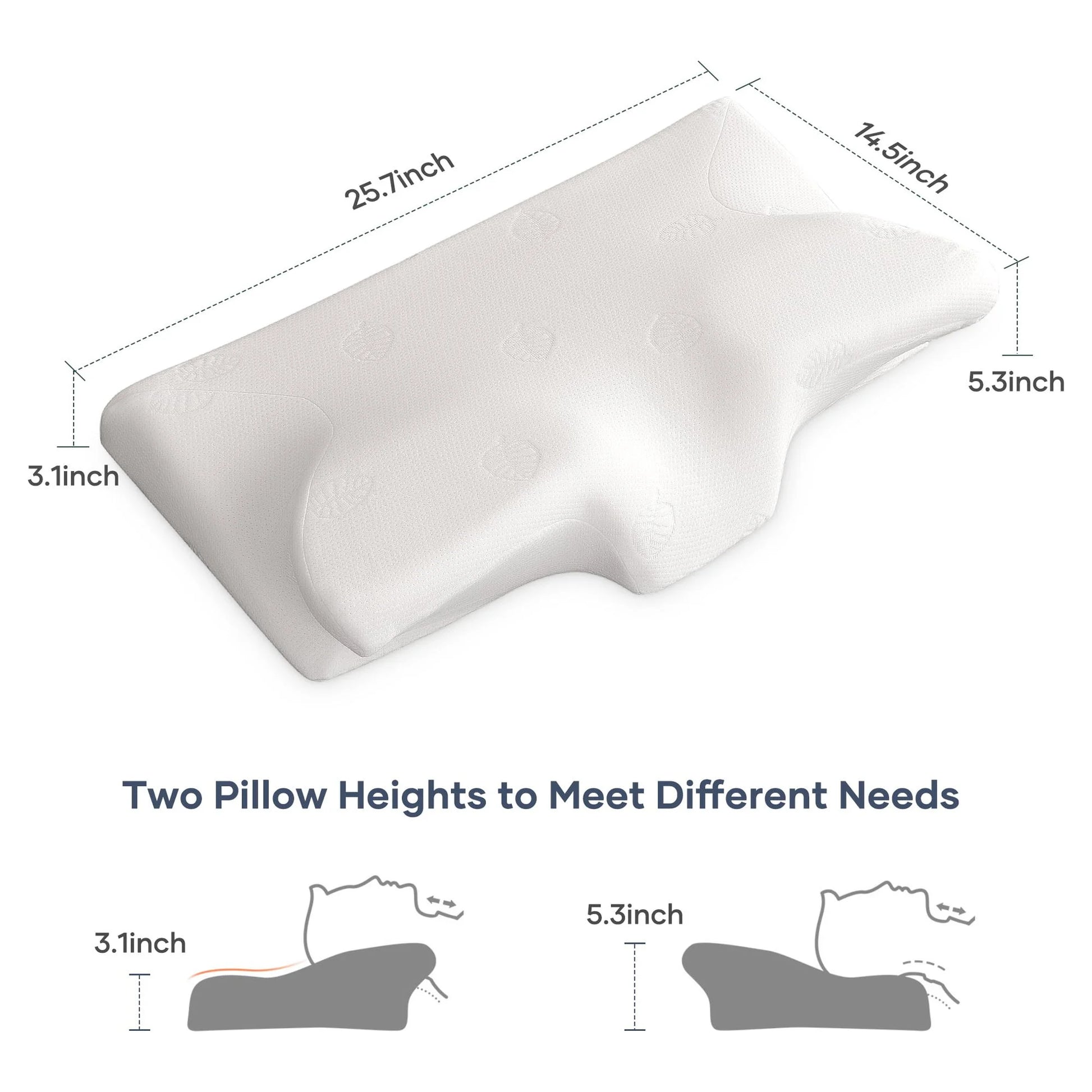 Cervical Pillow Memory Foam Orthopedic Pillow for Neck Pain Sleeping Side, Back, Stomach Sleeper with Washable Pillowcase